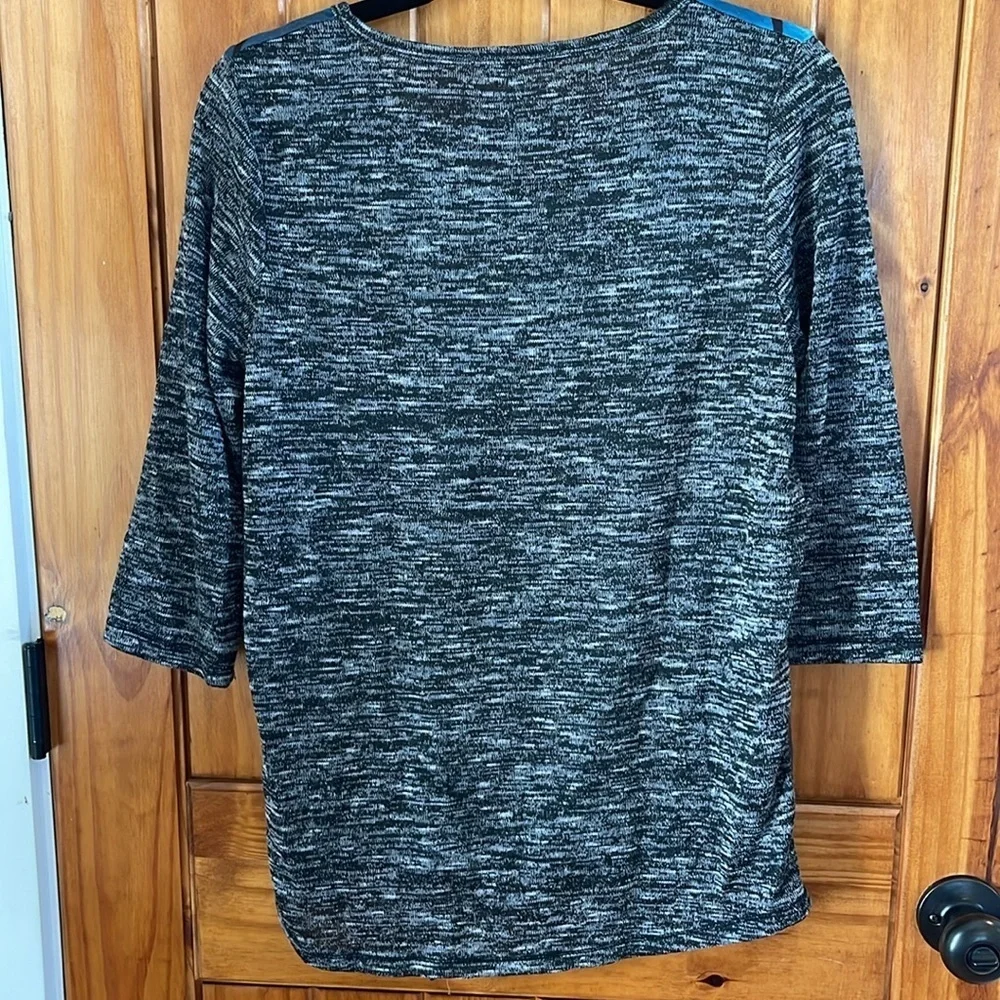 TO Thomas Olivia Halloween Top Black Cat Sequined 3/4 Sleeve Medium Pumpkins
